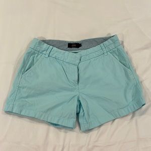 J. Crew Mint Green Light Blue/aqua/turquoise Chino 5 inch inseam Shorts Size 8